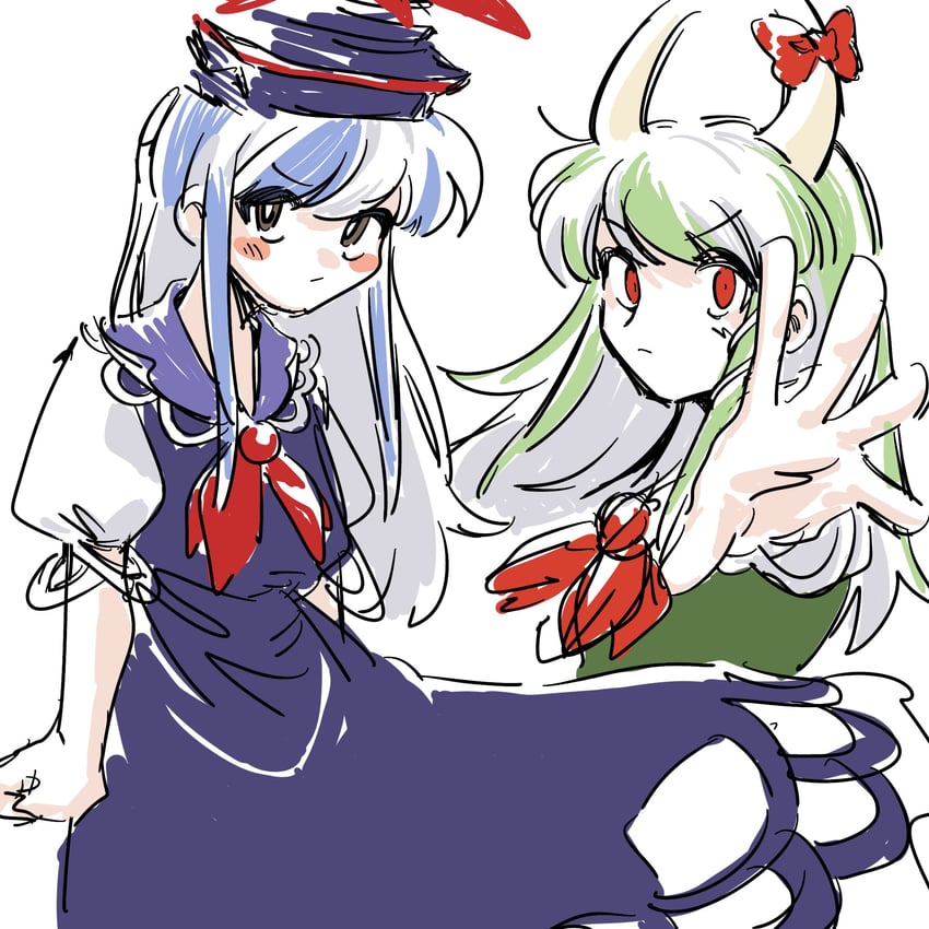 kamishirasawa keine and ex-keine (touhou) drawn by ame_iru