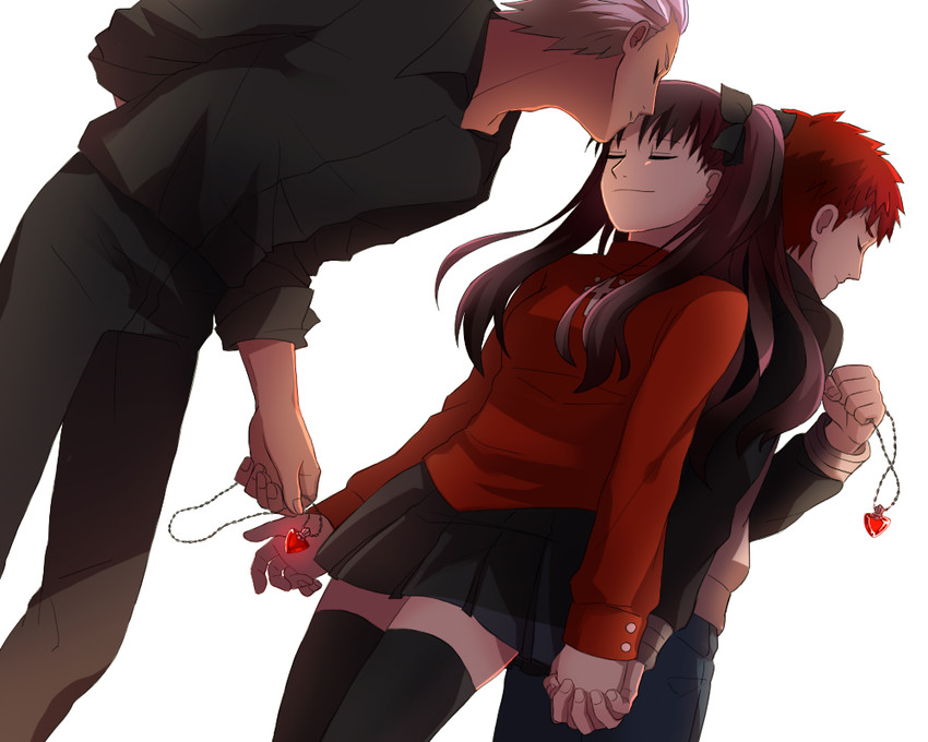 tohsaka rin, emiya shirou, and archer (fate and 2 more) drawn by esi_(ye3128)