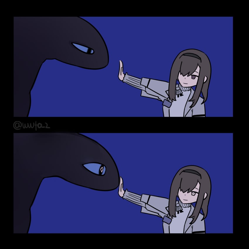 priestess and toothless (arknights and 1 more) drawn by wwfo_2