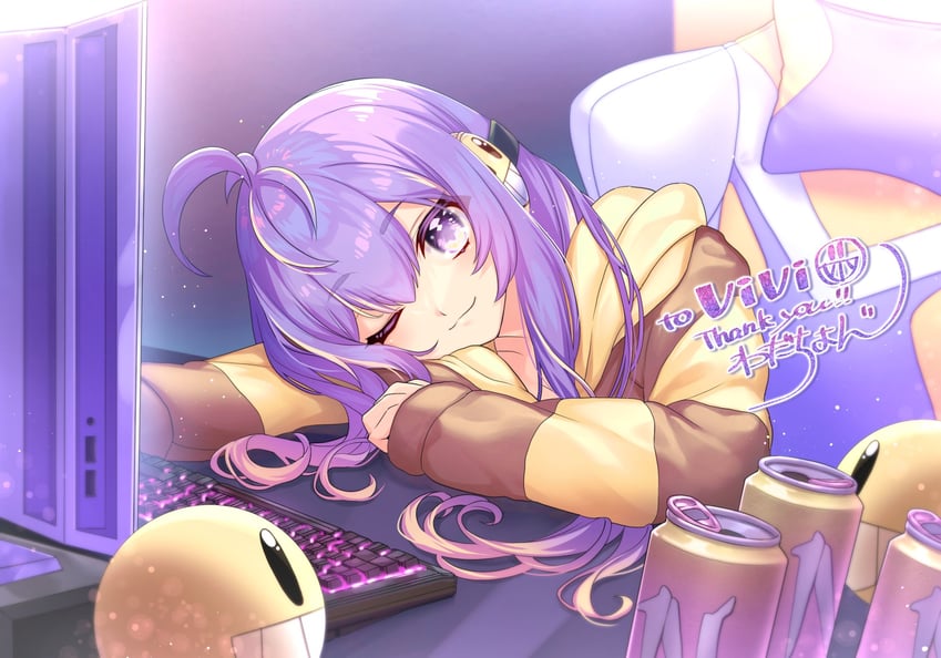 vividly vivi (indie virtual youtuber) drawn by wada_chiyon