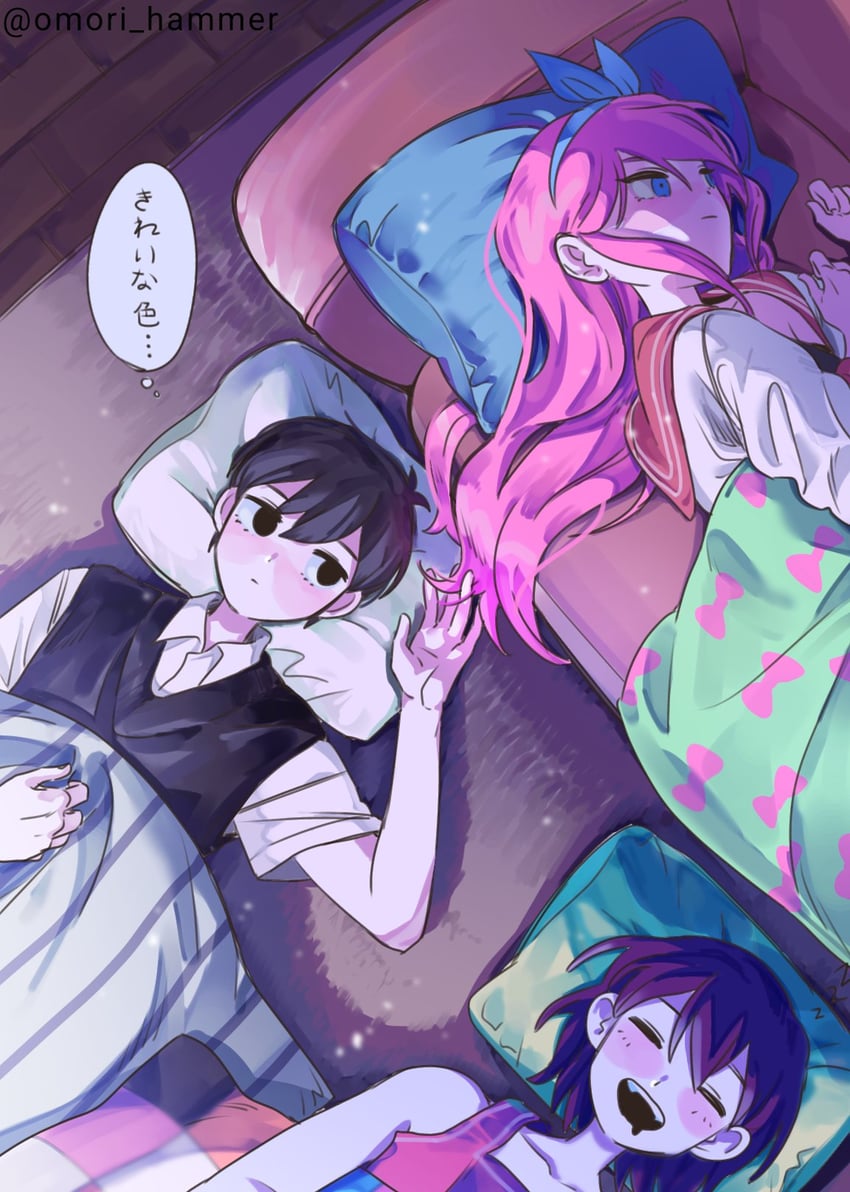 sunny, aubrey, and kel (omori) drawn by omori_hammer