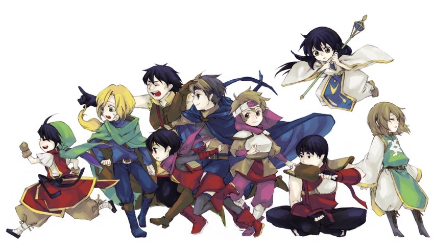 tir mcdohl, viki, luc, kasumi, flik, and 4 more (gensou suikoden and 1 more) drawn by ichiko_milk_tei