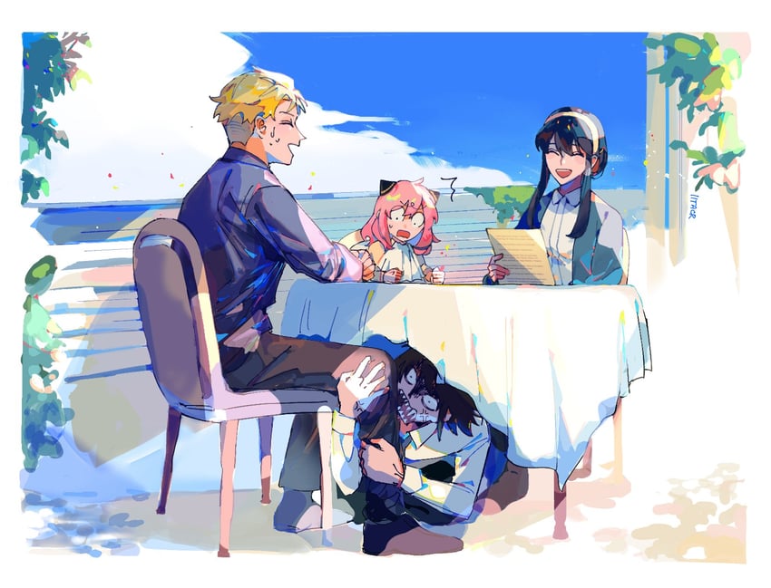 yor briar, anya, twilight, and yuri briar (spy x family) drawn by iitacr