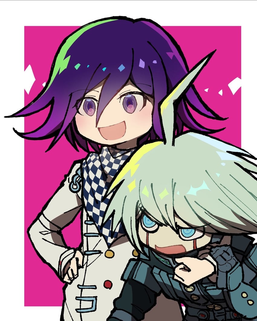 oma kokichi and k1-b0 (danganronpa and 1 more) drawn by youko-shima