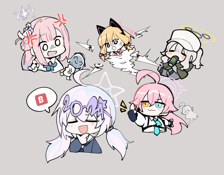 hoshino, mika, momoi, reisa, and hare (blue archive) drawn by eri_(erikiri)