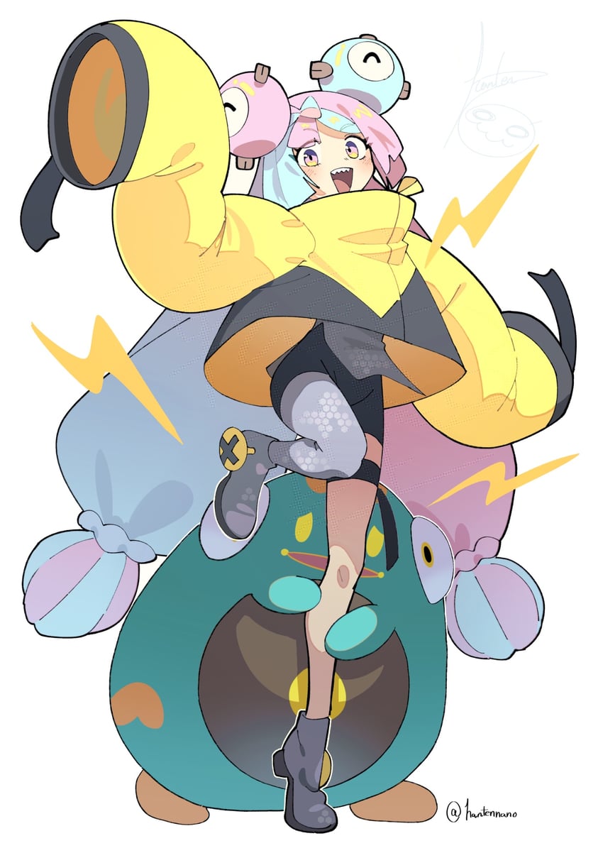 iono and bellibolt (pokemon and 1 more) drawn by hanten_(hantennano)