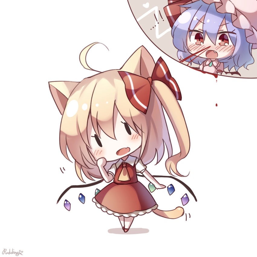 remilia scarlet and flandre scarlet (touhou) drawn by pudding_(skymint_028)