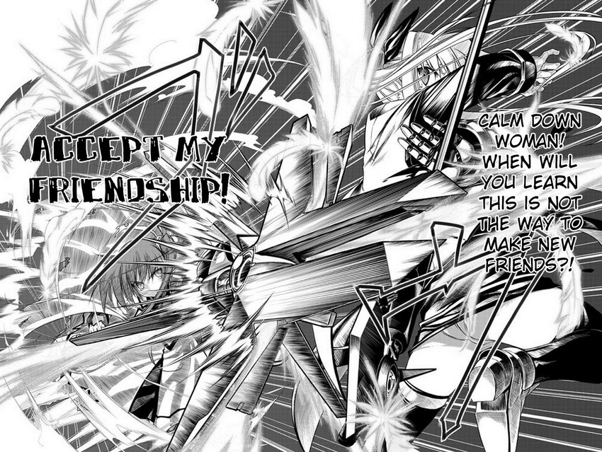 fate testarossa, takamachi nanoha, raising heart, and bardiche (lyrical nanoha and 1 more) drawn by himura_kiseki