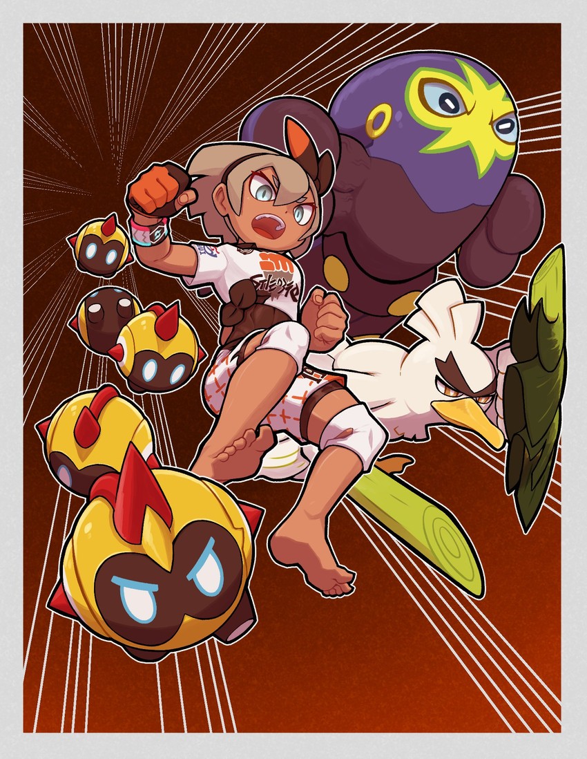 bea, sirfetch'd, falinks, and grapploct (pokemon and 1 more) drawn by bear_ringer