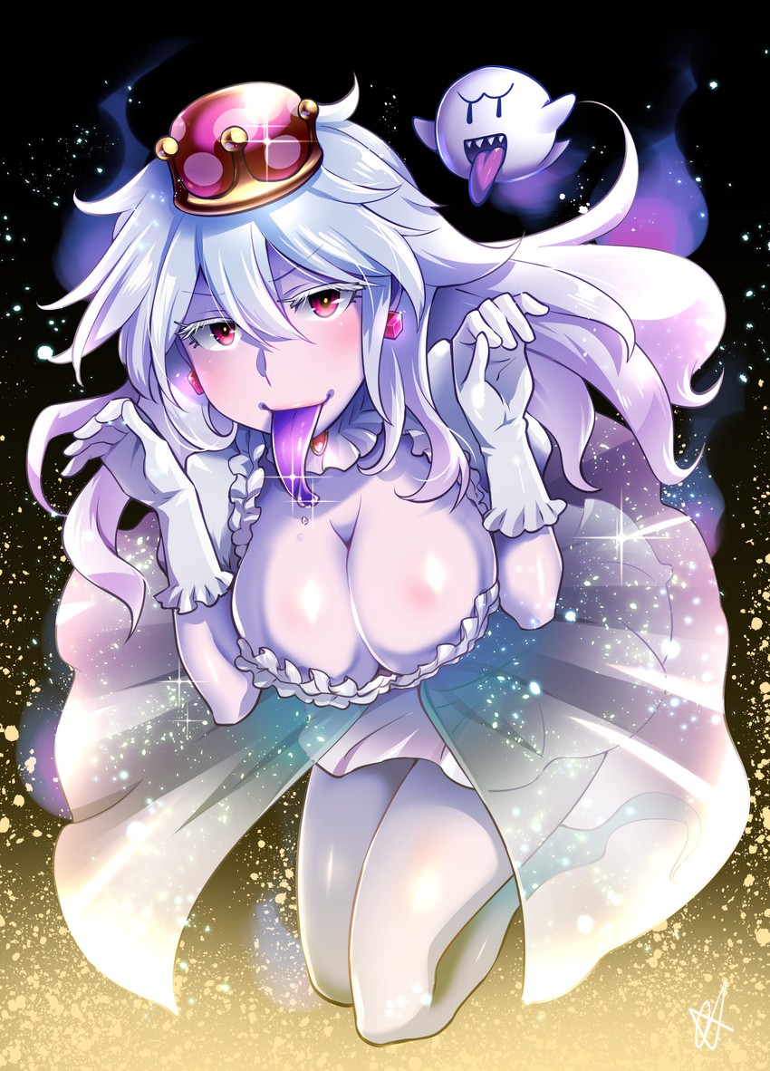 princess king boo and boo (mario and 2 more) drawn by caffein