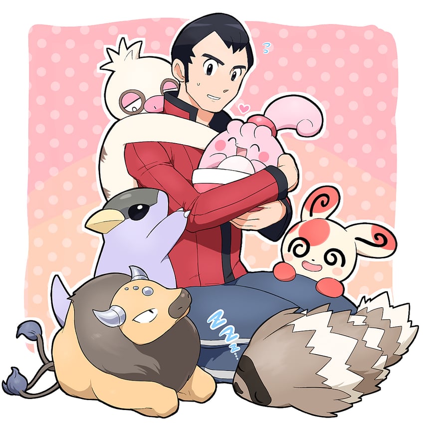 tauros, spinda, zigzagoon, kangaskhan, happiny, and 2 more (pokemon and 1 more) drawn by hoshi_(star-name2000)