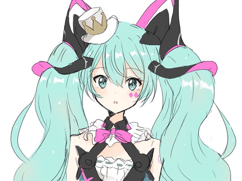 hatsune miku and magical mirai miku (vocaloid and 1 more) drawn by mk2_mirara