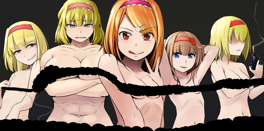alice margatroid, ichigo, hinase, taisa, jigen, and 1 more (touhou and 1 more) drawn by yamazaki_ichirou