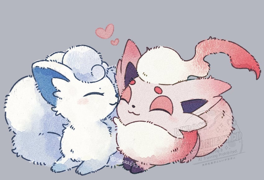 alolan vulpix and hisuian zorua (pokemon) drawn by sana_(sanaa653)