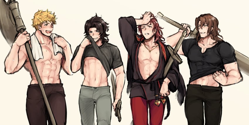 vane, percival, lancelot, and siegfried (granblue fantasy) drawn by hazama_(hazamazama)