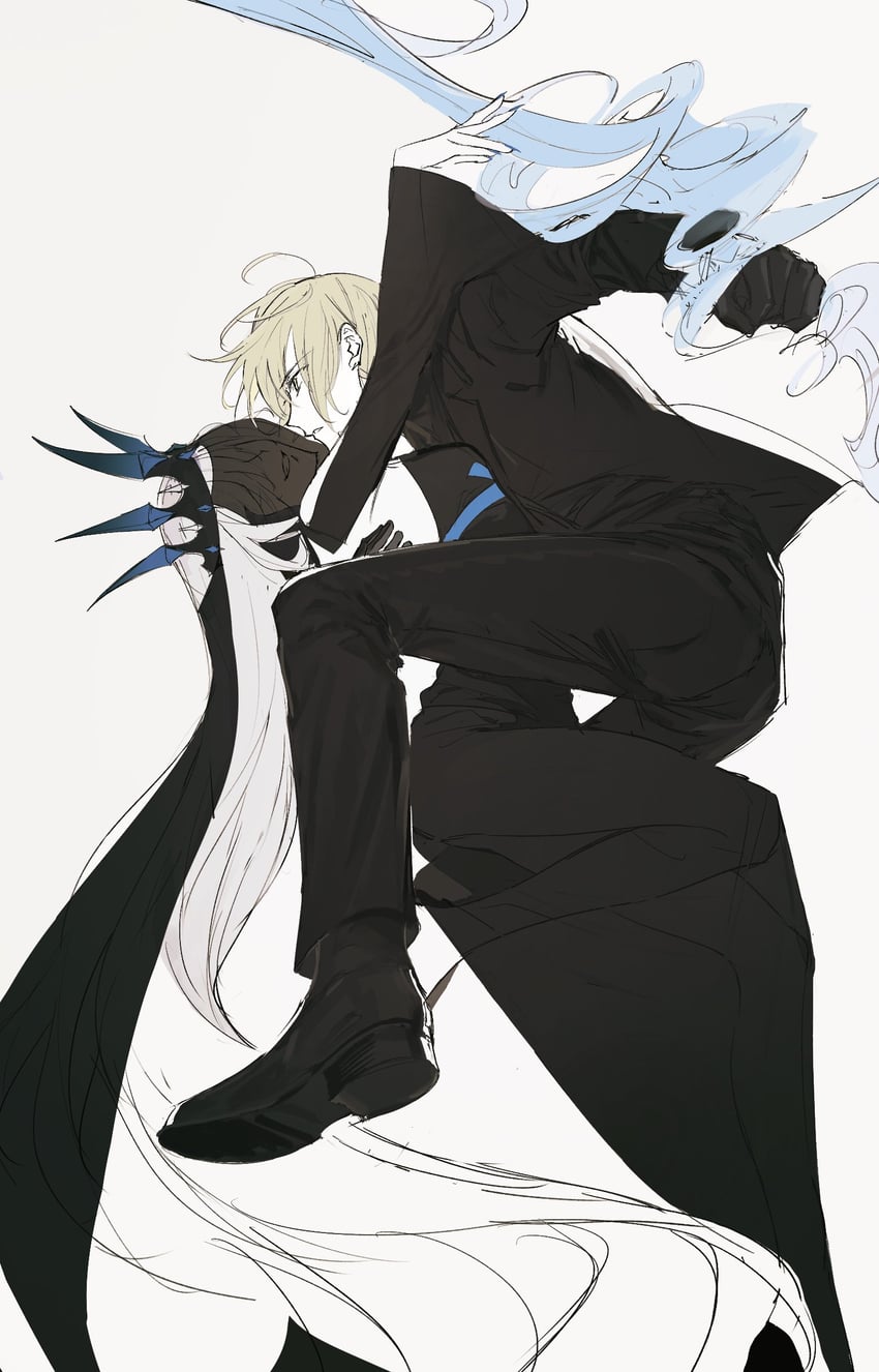 artoria pendragon, saber, and morgan le fay (fate and 2 more) drawn by forzen
