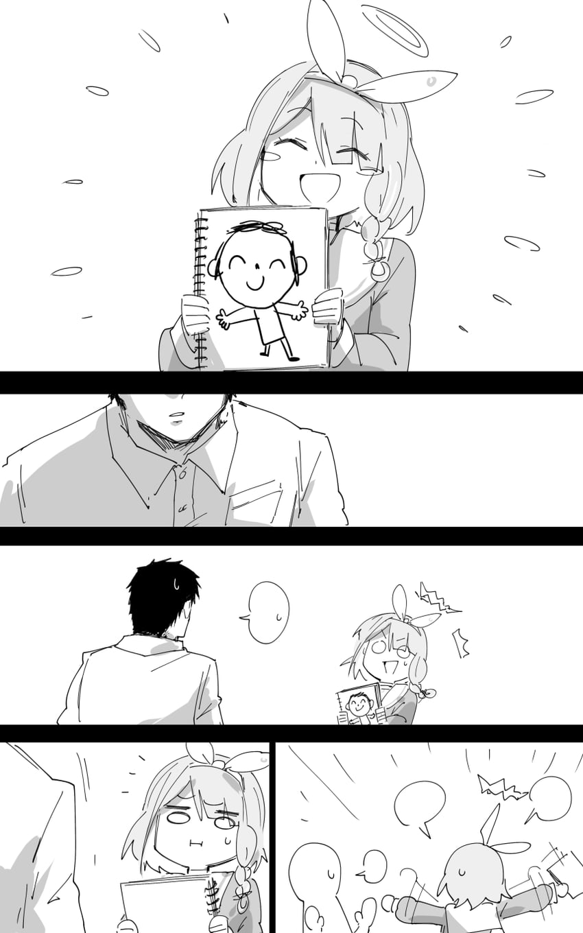 sensei, doodle sensei, and arona (blue archive) drawn by kankan33333
