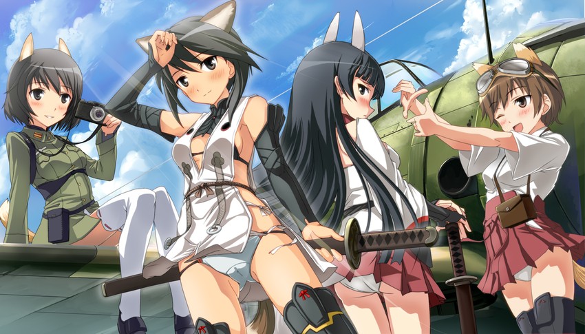 anabuki tomoko, katou keiko, kuroe ayaka, and katou takeko (world witches series and 3 more) drawn by hi-ho-