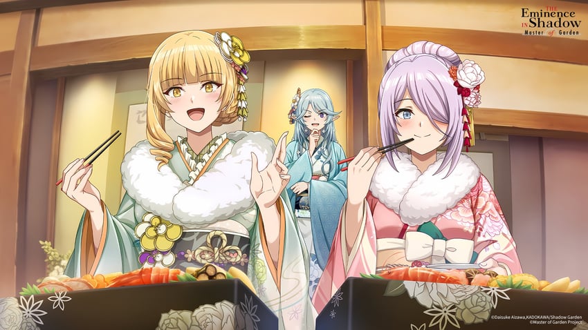 epsilon, rose oriana, and victoria (kage no jitsuryokusha ni naritakute! and 1 more)