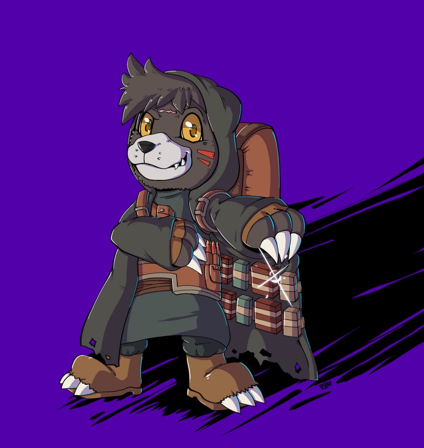 merchant and bearmon (digimon and 2 more) drawn by ridgeone
