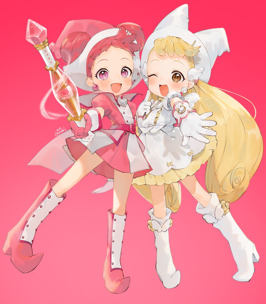 harukaze doremi and makihatayama hana (ojamajo doremi) drawn by gotoh_(nekocat)