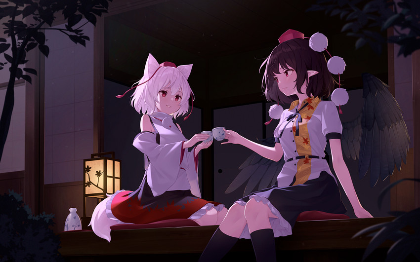 shameimaru aya and inubashiri momiji (touhou) drawn by kanpa_(campagne_9)