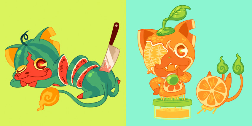 mikannyan and suikanyan (youkai watch and 1 more) drawn by kyra_kupetsky