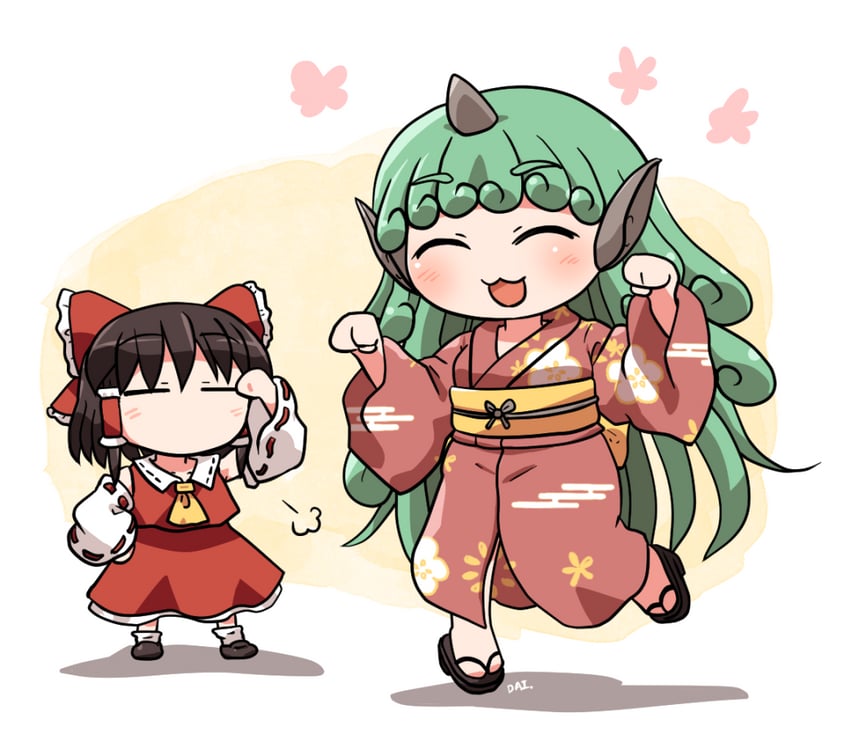 hakurei reimu and komano aunn (touhou) drawn by rokugou_daisuke