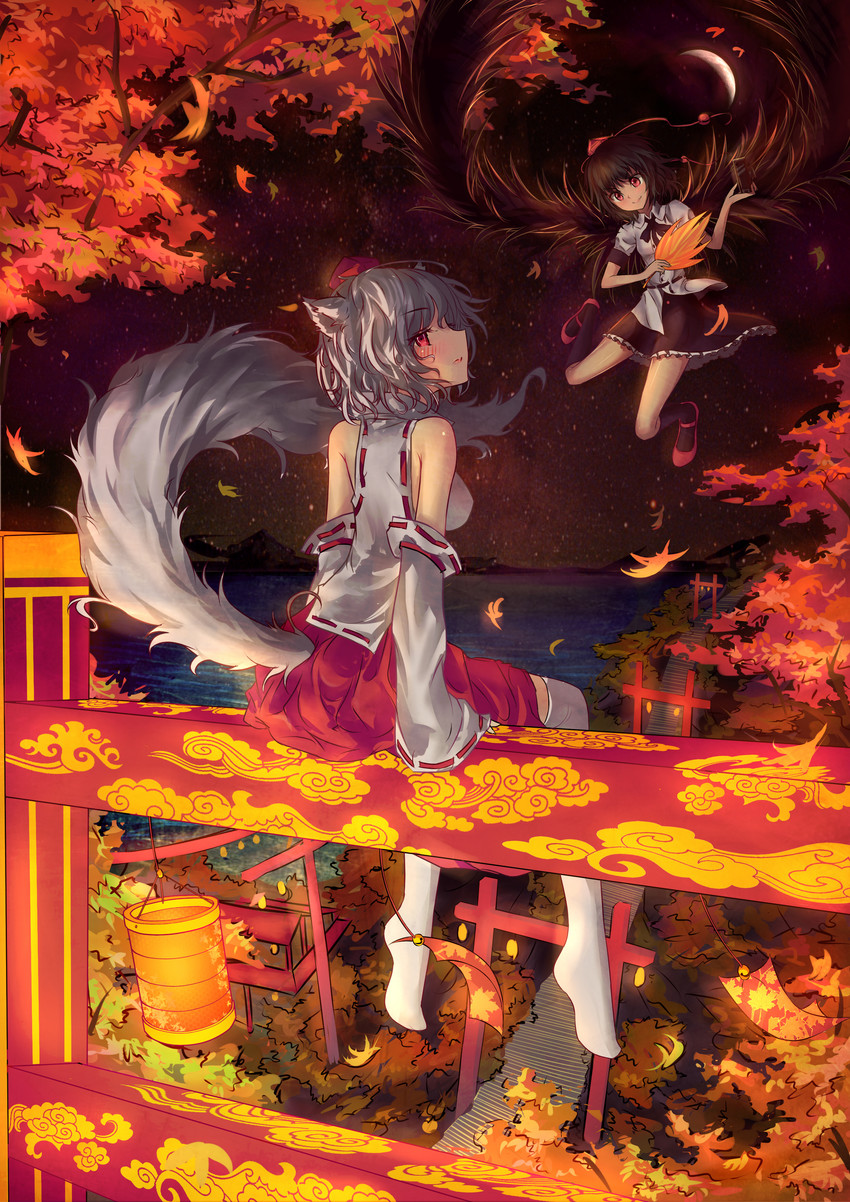 shameimaru aya and inubashiri momiji (touhou) drawn by hourai_no_hangentsuki