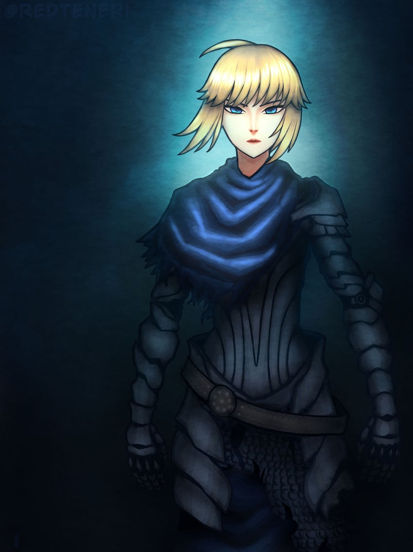 artoria pendragon and artorias the abysswalker (fate and 2 more) drawn by redteneri