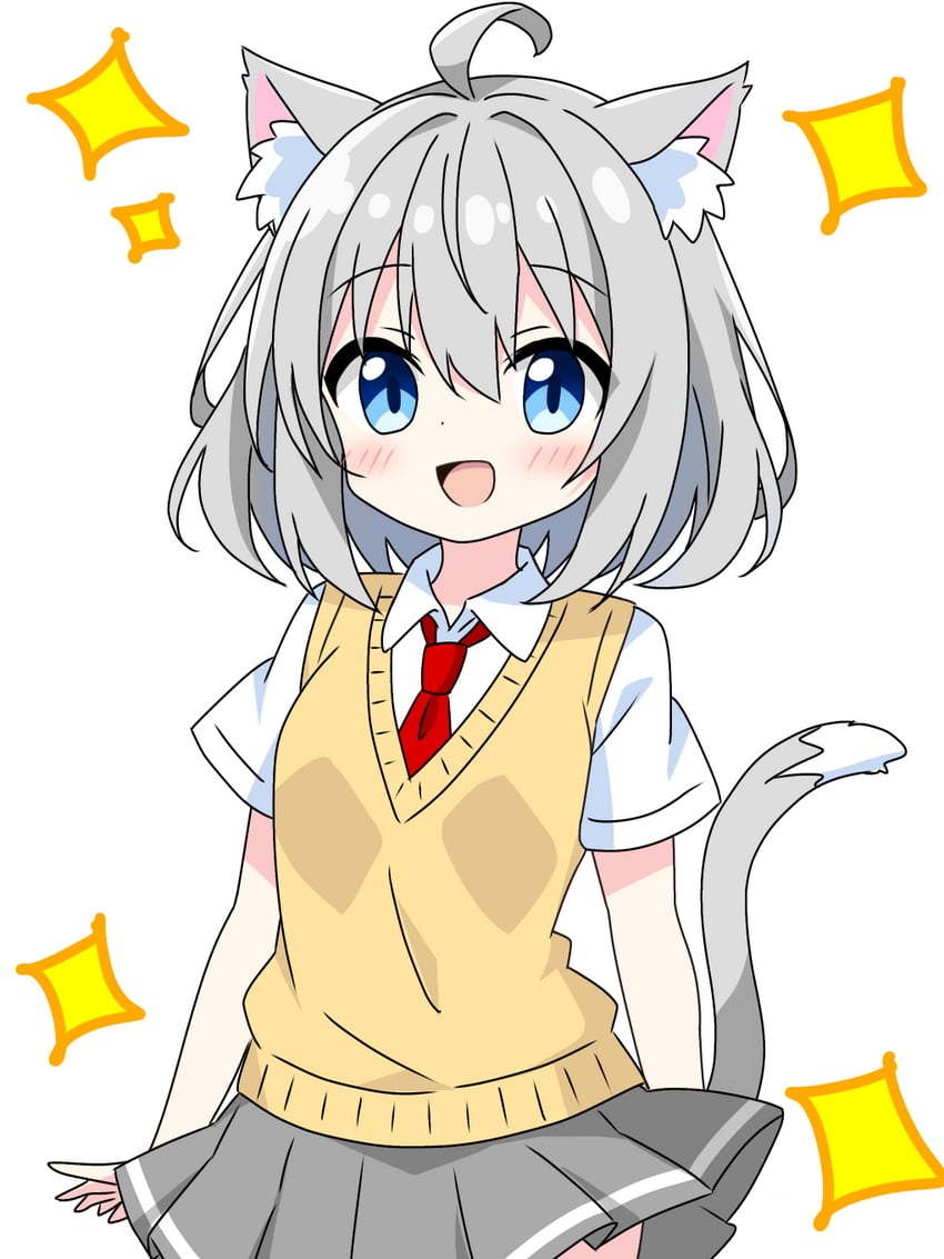grey-haired cat girl (original) drawn by kotatsu-mazoku