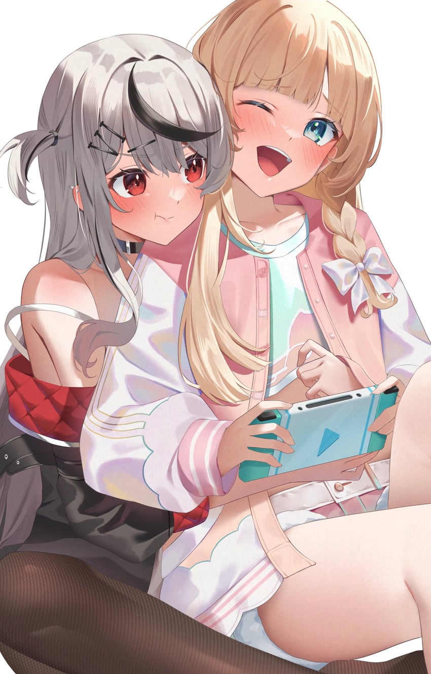 sakamata chloe and kazama iroha (hololive) drawn by pendora1022
