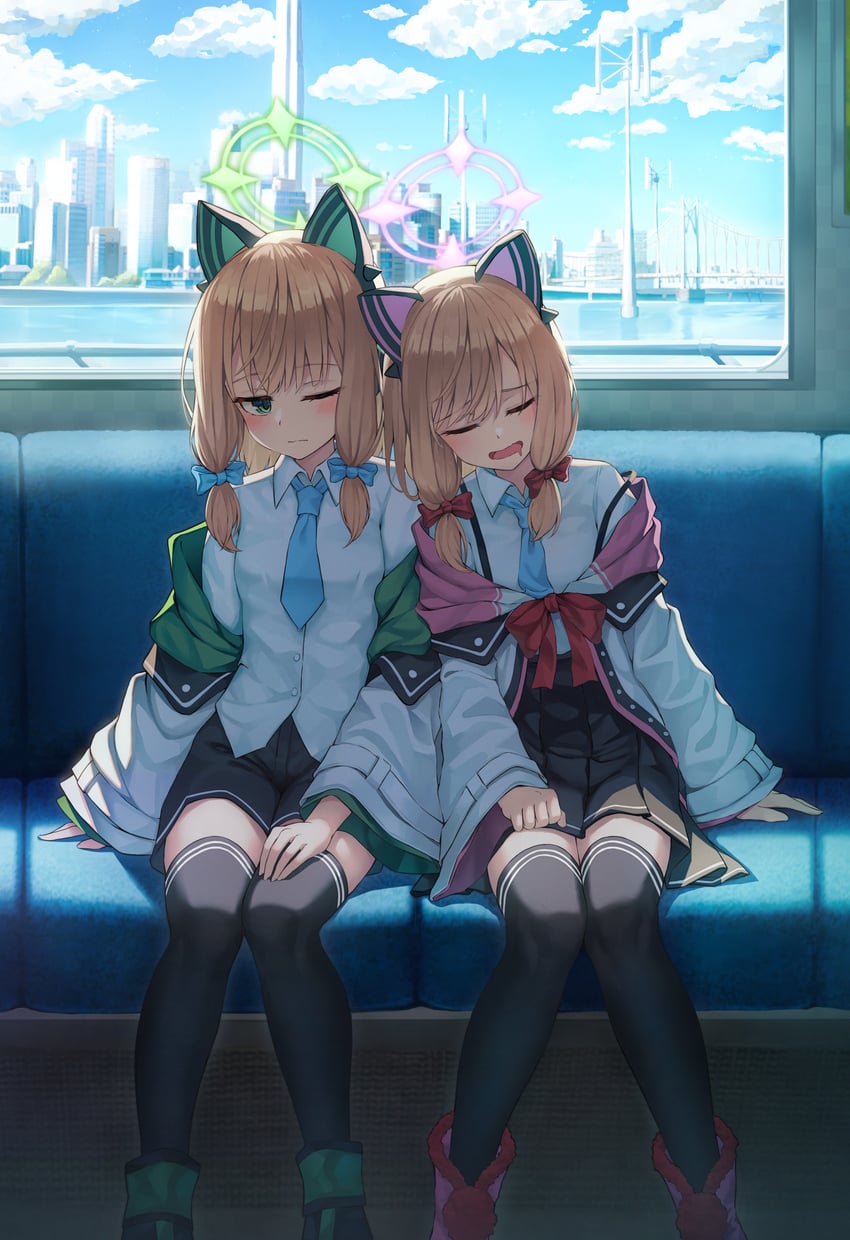 momoi and midori (blue archive) drawn by kurone_(kurone_ryuo)