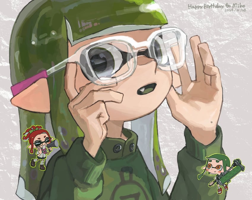 inkling player character and inkling girl (splatoon) drawn by miko_(15476997)