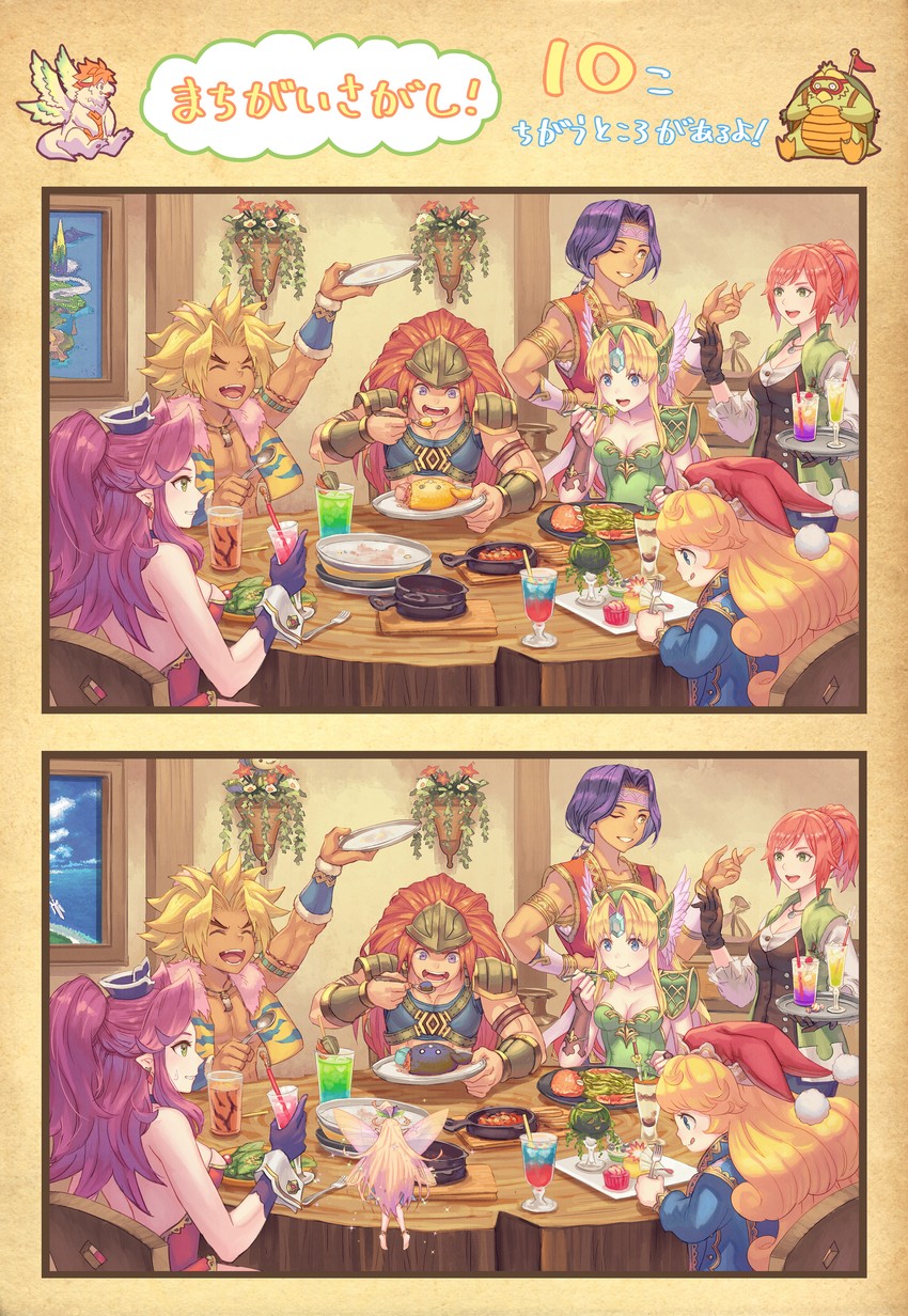 riesz, angela, charlotte, rabite, duran, and 9 more (seiken densetsu and 1 more) drawn by anbe_yoshirou