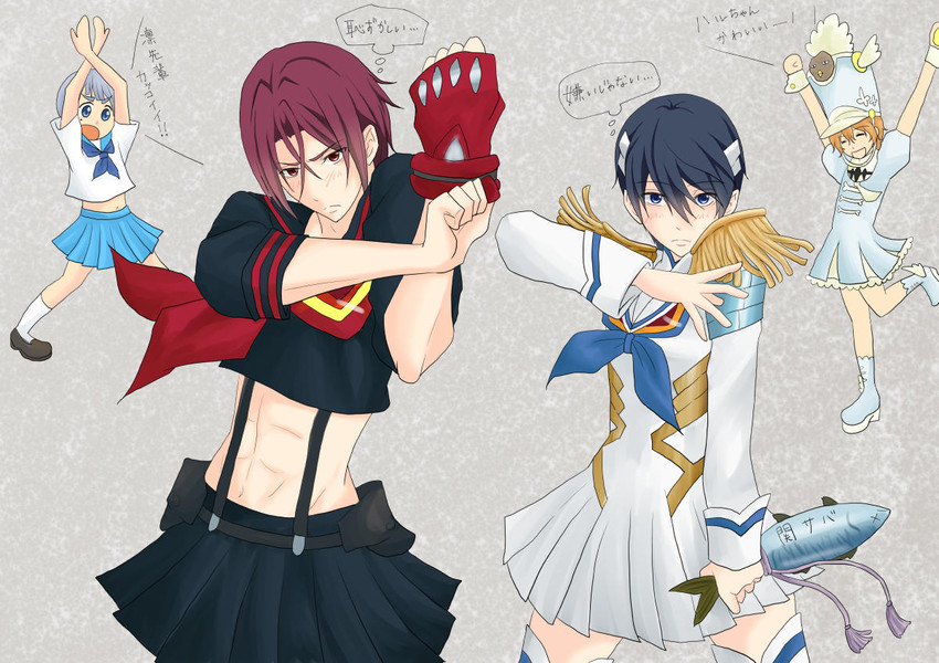 matoi ryuuko, senketsu, kiryuuin satsuki, mankanshoku mako, junketsu, and 5 more (kill la kill and 1 more) drawn by aico_m