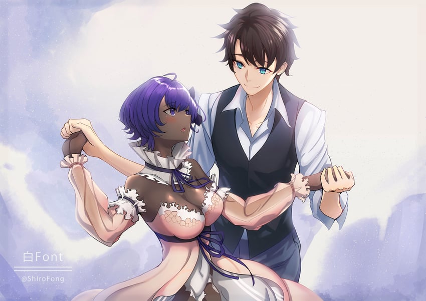 fujimaru ritsuka and hassan of serenity (fate and 2 more) drawn by shiro_font