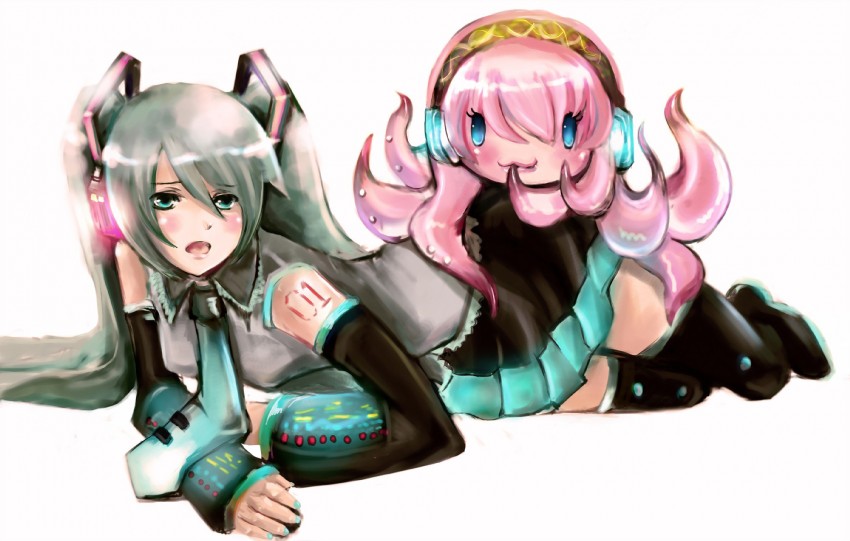 hatsune miku, megurine luka, and takoluka (vocaloid) drawn by kio_sayuki