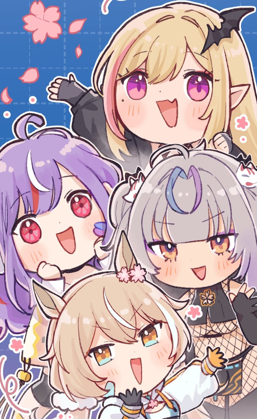 kou mariya, mono monet, yae yugiri, and biscotti (v4mirai) drawn by hakamii