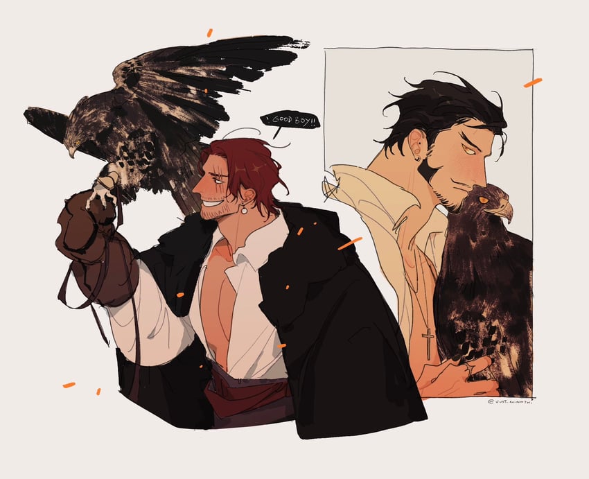 shanks and dracule mihawk (one piece) drawn by thi_(just_minhthi)