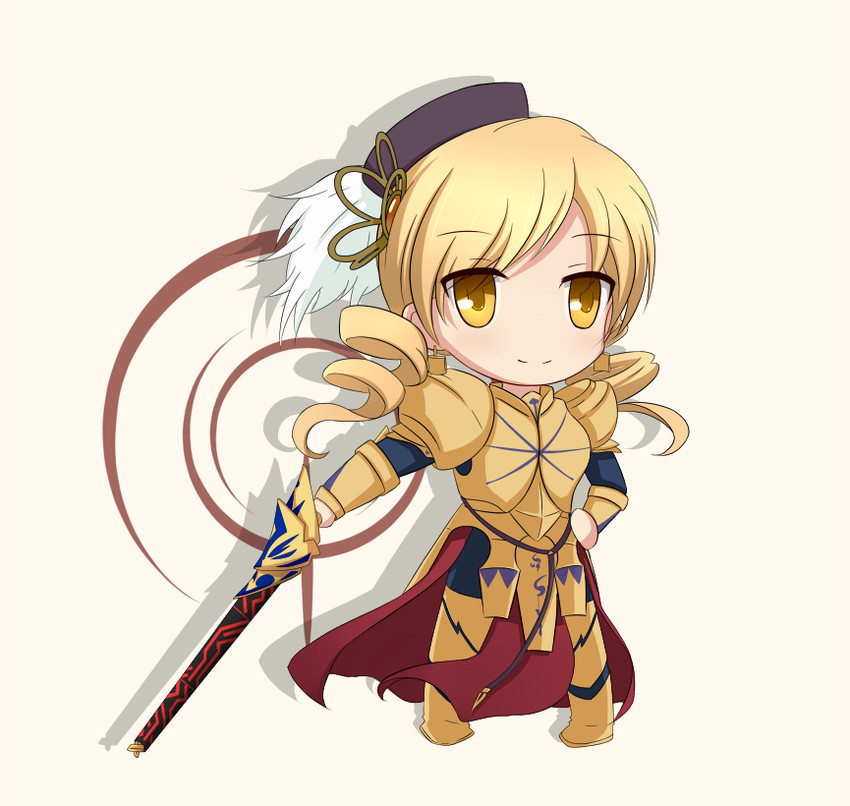 tomoe mami, gilgamesh, and urobuchi gen (fate and 2 more) drawn by sevendayswar