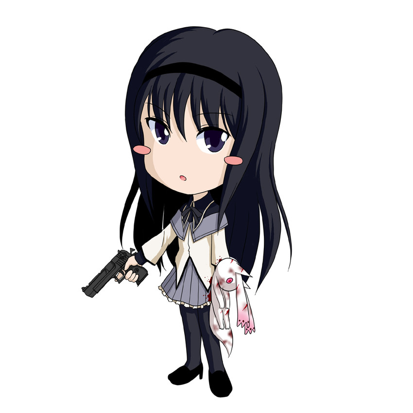akemi homura and kyubey (mahou shoujo madoka magica) drawn by sakurato_tsuguhi