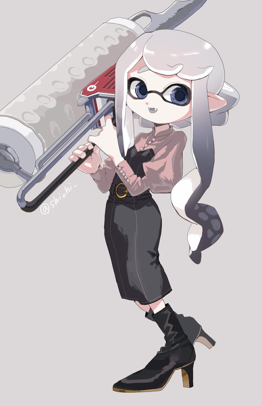 inkling player character and inkling girl (splatoon) drawn by shiohi