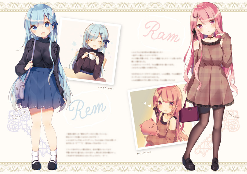 rem and ram (re:zero kara hajimeru isekai seikatsu) drawn by shiino_sera