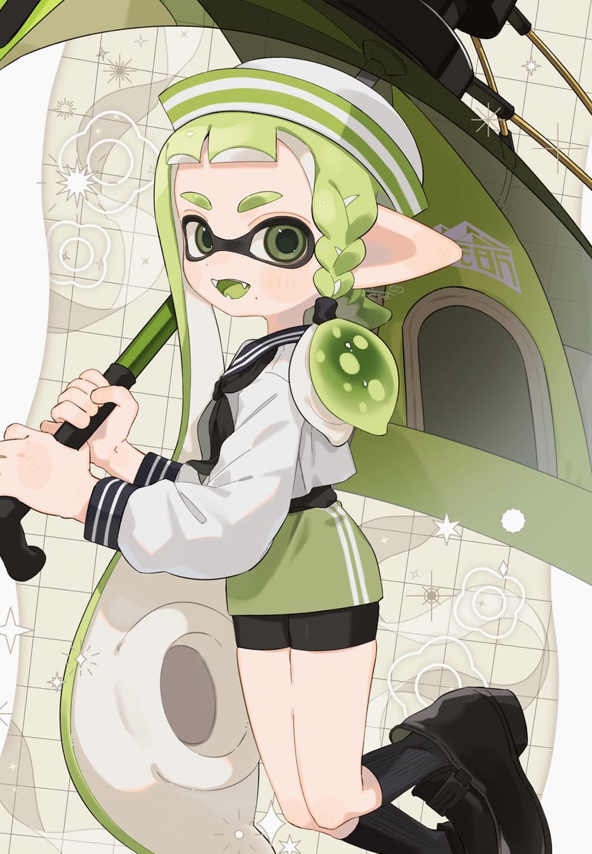 inkling player character and inkling girl (splatoon) drawn by sabata_saba