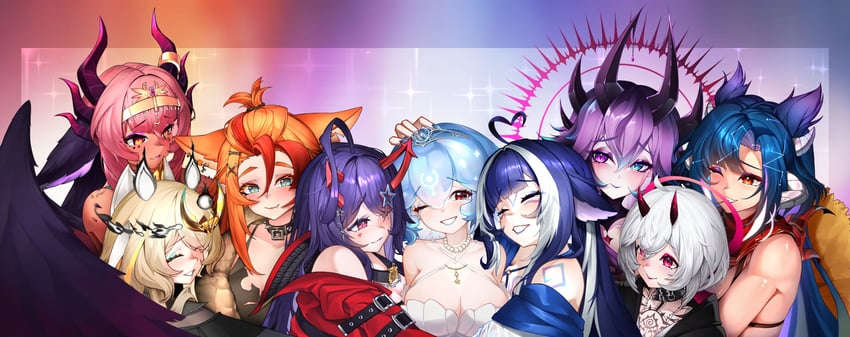 shylily, bao, akuma nihmune, vienna, trickywi, and 4 more (indie virtual youtuber) drawn by kimarislibran