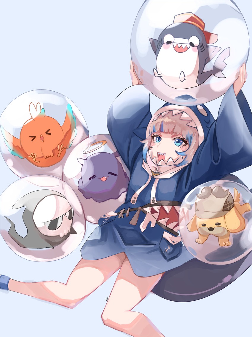 gawr gura, takodachi, bloop, bubba, death-sensei, and 1 more (hololive and 1 more) drawn by kiwwwwwi