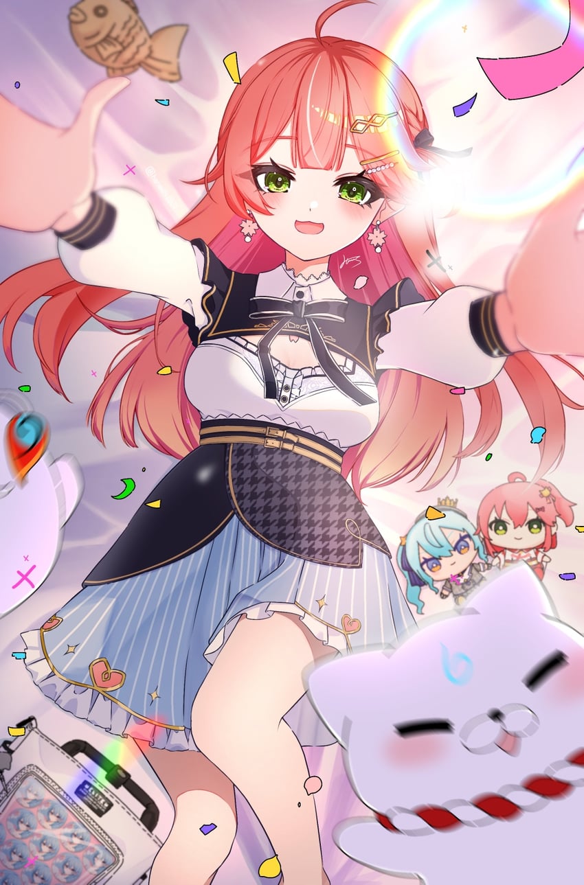 hoshimachi suisei, sakura miko, and 35p (hololive) drawn by hana_s