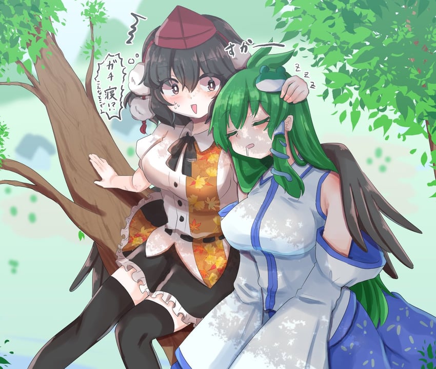 kochiya sanae and shameimaru aya (touhou) drawn by tanikake_yoku