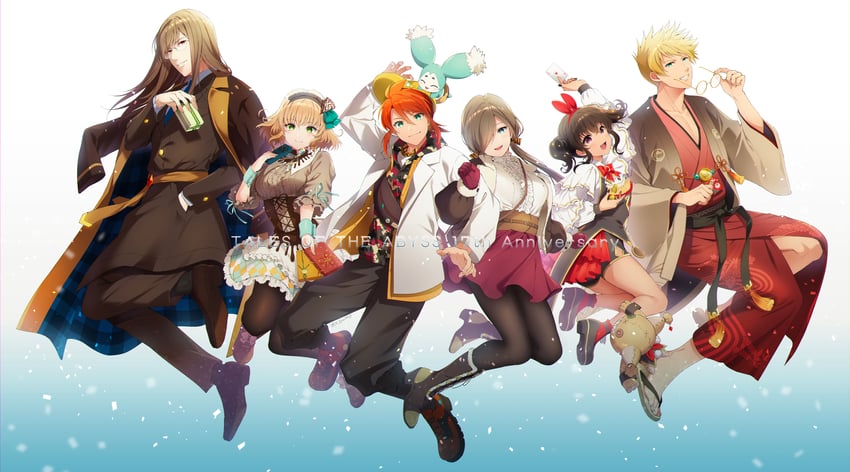 tear grants, luke fon fabre, anise tatlin, natalia luzu kimlasca lanvaldear, jade curtiss, and 3 more (tales of and 1 more) drawn by shuragyoku_mami